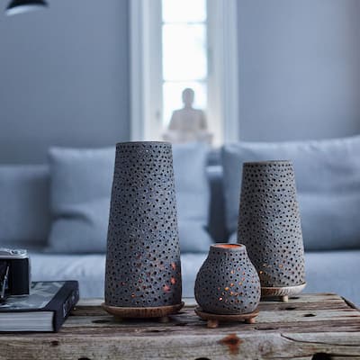 Lantern tealight Oria - Grey - Grey