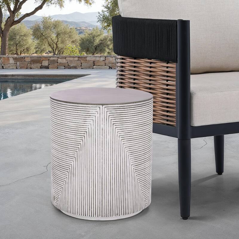 SAFAVIEH Outdoor Living Verona Side Table - 16"W x 16"D x 19"H - White/Grey