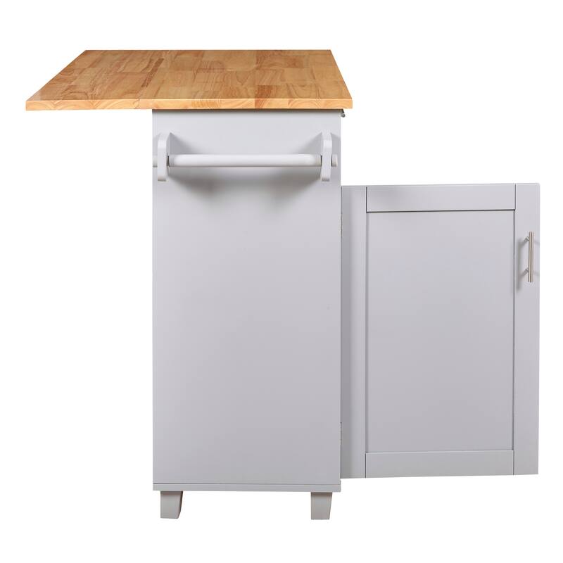 Rolling Kitchen Island Cart with Storage, Adjustable Shelf & Towel Rack, Drawer, Kitchen Cart with Rubber Wood Top