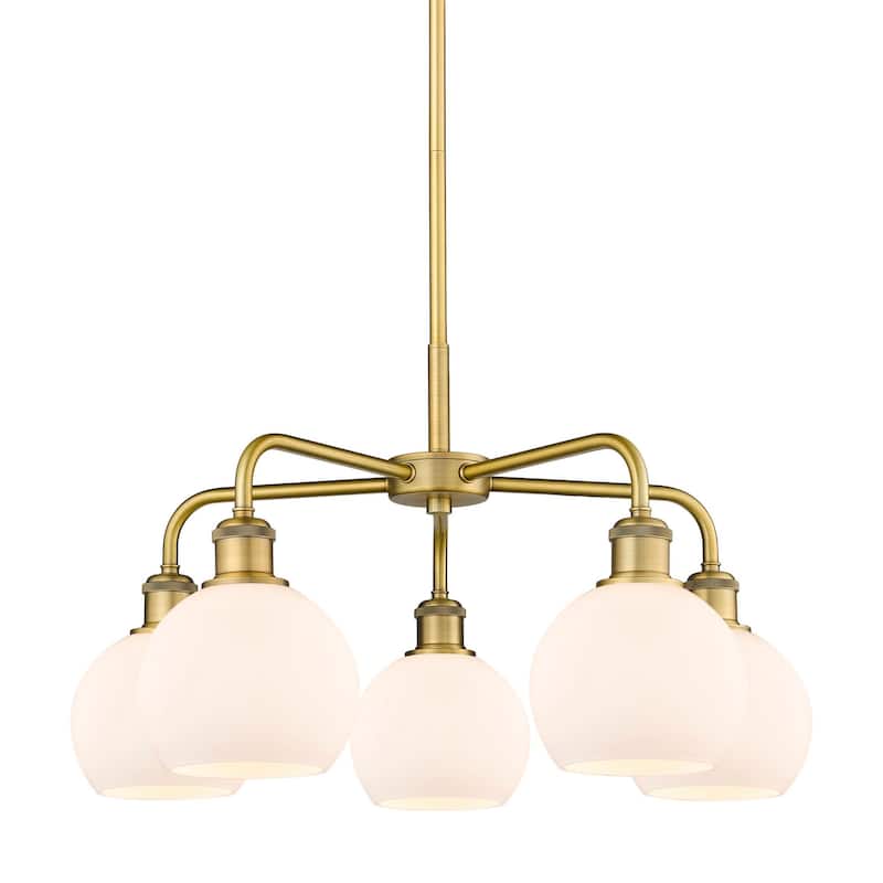 Innovations Lighting 516-5CR-15-24 Athens Chandelier Athens 5 Light - Brushed Brass / Matte White