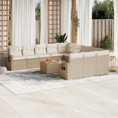 vidaXL Garden Sofa Set Poly Rattan Large Adjustable Feet