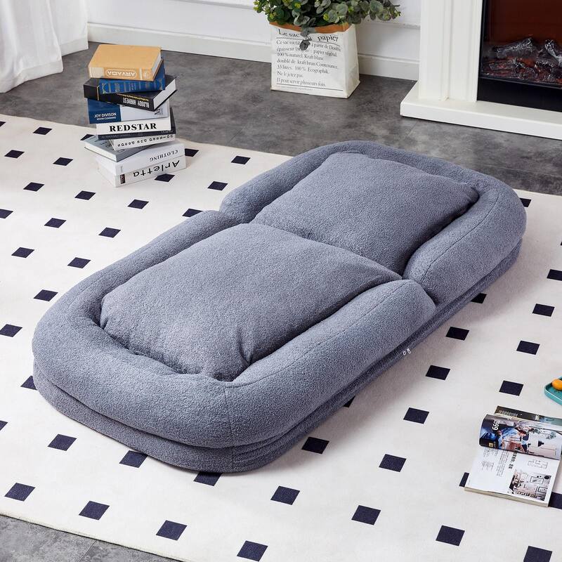 Folding Sofa Chair with 5 Adjustable Positions, Plush Floor Lounge Chair