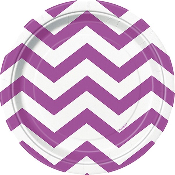 Luncheon Plates 7" 8/Pkg-Pretty Purple Chevron