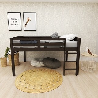 Space Saver Full Size Kids Loft Bed with Stairs and Storage - Cappuccino