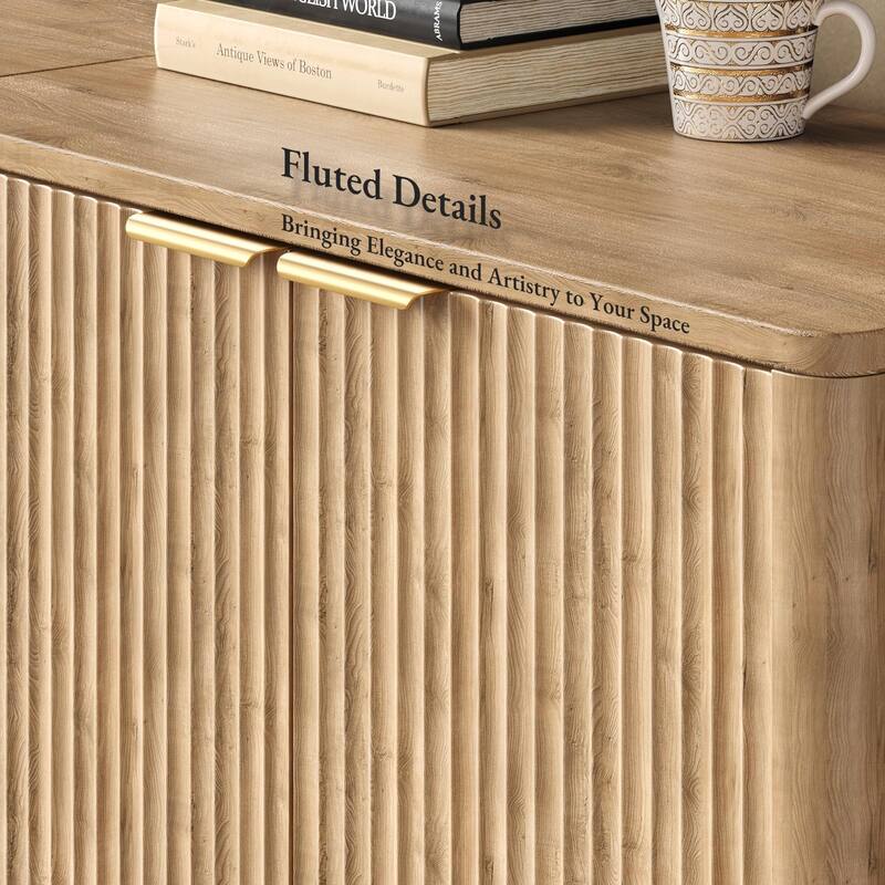 94.5" Buffet Cabinet with Storage, Fluted Sideboard with Adjustable Shelves for Living Room, Dining Room, Kitchen