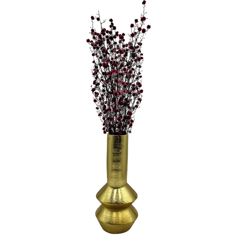 Decorative Handmade Aluminum Modern Flower Vase - 6 x 6 x 12 in - Gold