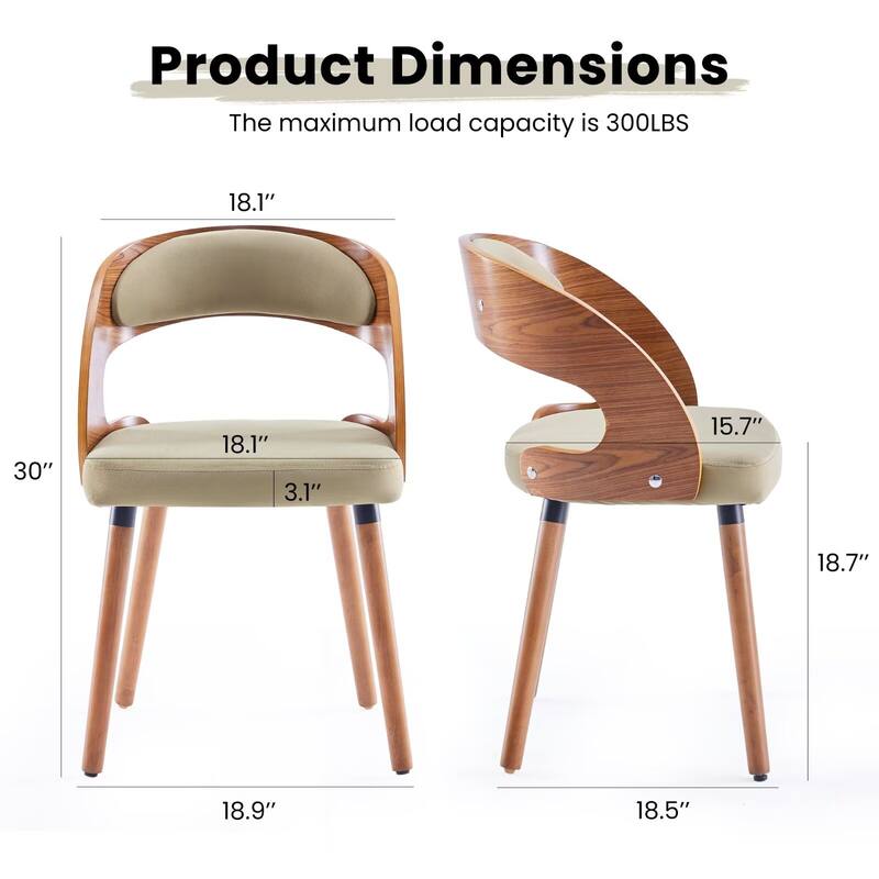 Modern Upholstered Dining Chairs with Curved Backrest (Set of 2)
