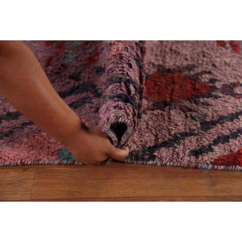 Plush Purple Moroccan Abstract Area Rug Hand-Knotted Wool Carpet - 9'1"x 12'11"