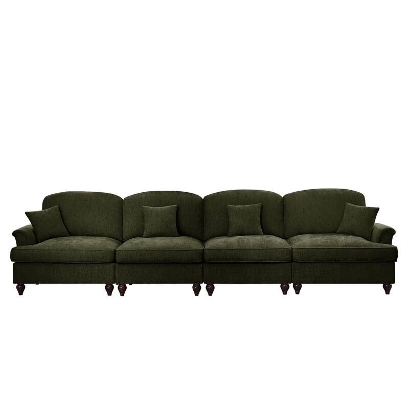 GDFStudio - Elegant Mid Century 4-Seater 137.8" Chenille Sofa with Flared Arms