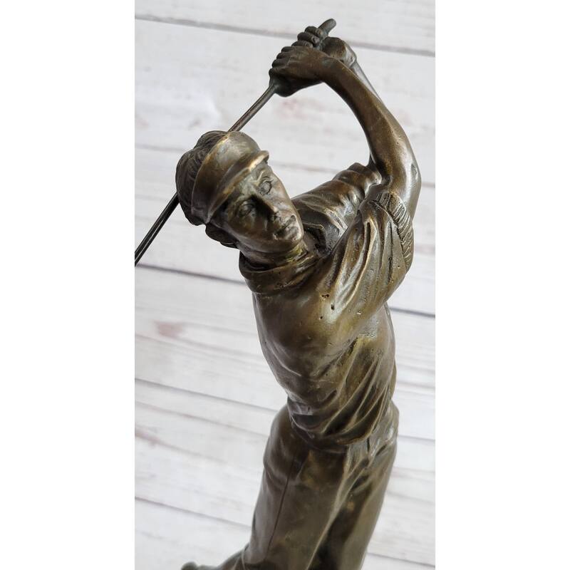 Golf Dad Golfer Golfing Man Bronze Sculpture Statue Figure Country Club Decor Marble Base