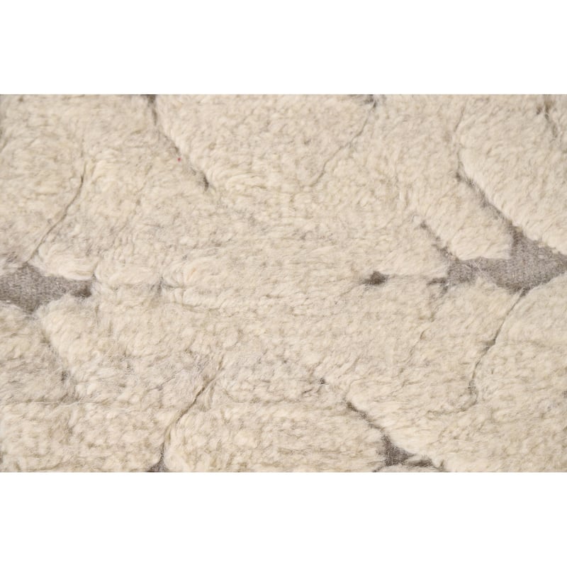 Beige Moroccan Style Area Rug Hand-Knotted Wool Carpet - 5'1"x 8'2"