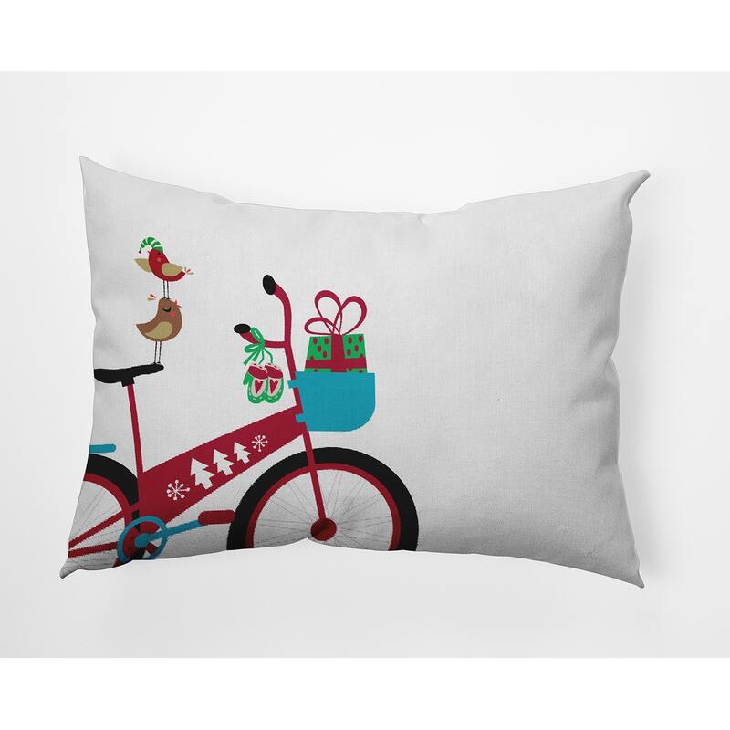 Close Up Bike Christmas Accent Pillow - 14" x 20" - Christmas Pink