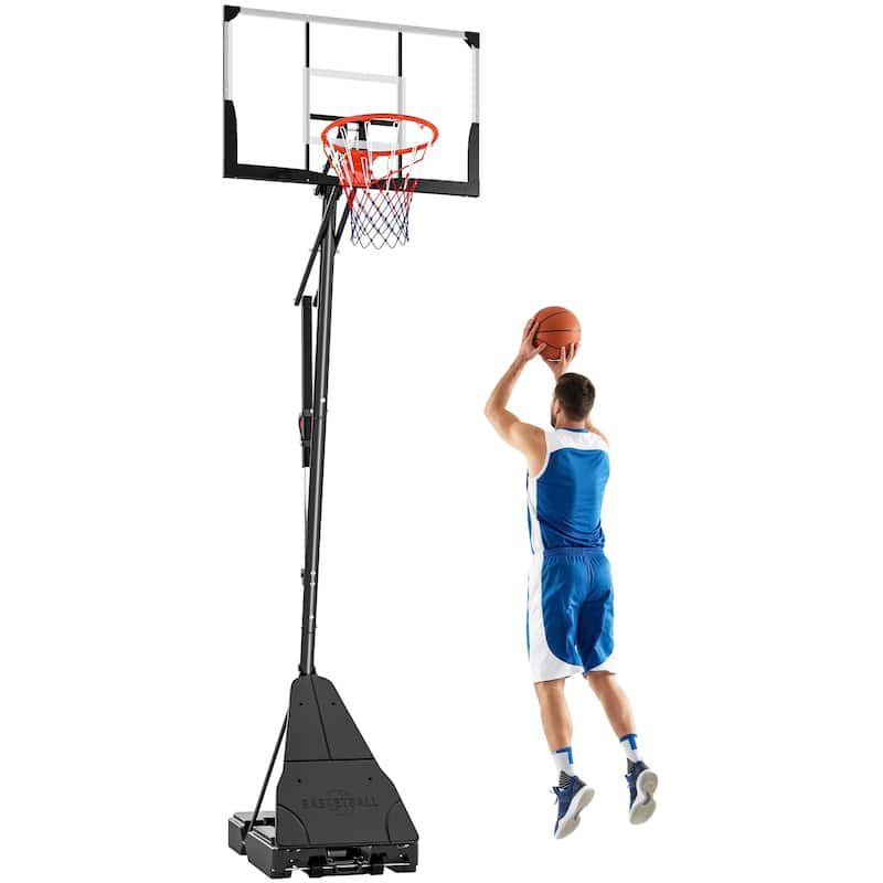 Soozier Basketball Hoop Outdoor Portable, 8-10ft Adjustable Basketball Goal