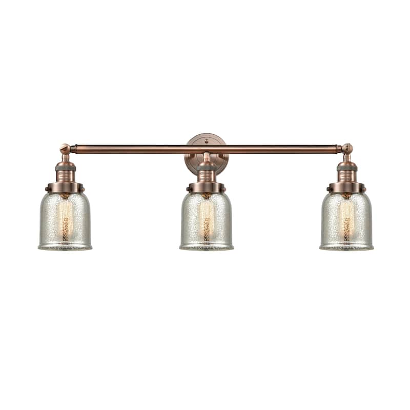 Innovations Lighting Small Bell 3 Light 30" Wide Bathroom Vanity Light - Antique Copper / Silver Plated Mercury