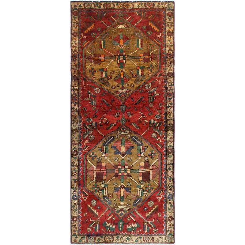 Fine Vintage Distressed Ghani Red/Brown Runner - 2'11" x 7'3"