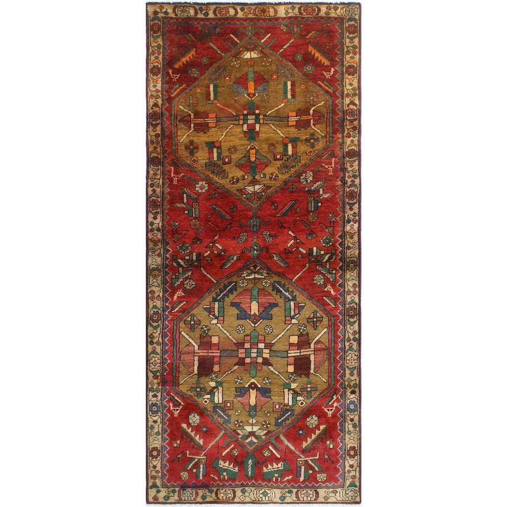 Fine Vintage Distressed Ghani Red/Brown Runner - 2'11" x 7'3"