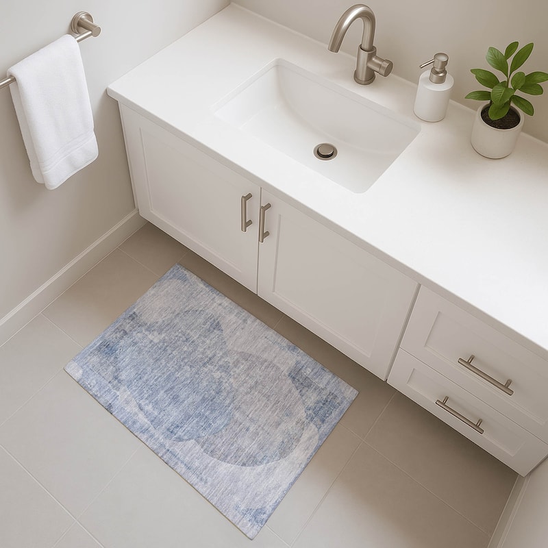 Premium Washable Super Soft Abstract Modern Mayfield Rug - Sky - 1'8" x 2'6"
