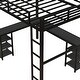 preview thumbnail 4 of 10, Industrial Modern Full Metal Loft Bed with Desk and Shelves, Loft Bed with Ladder and Guardrails, Black with Black Desk