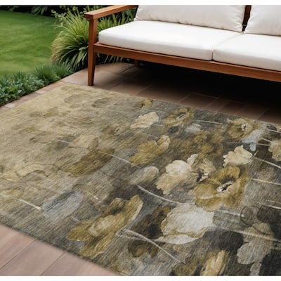 HomeRoots Floral Transitional Rectangle Outdoor Rug