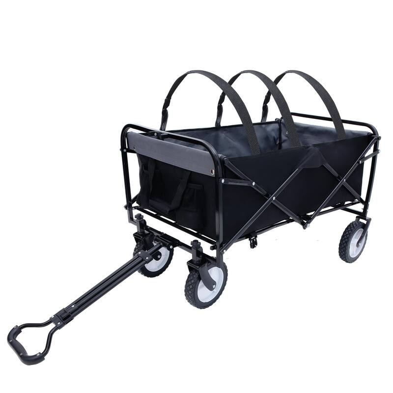 360lb Capacity Heavy-Duty Collapsible Wagon - with Storage Straps & 3-Piece Liner Bag Set