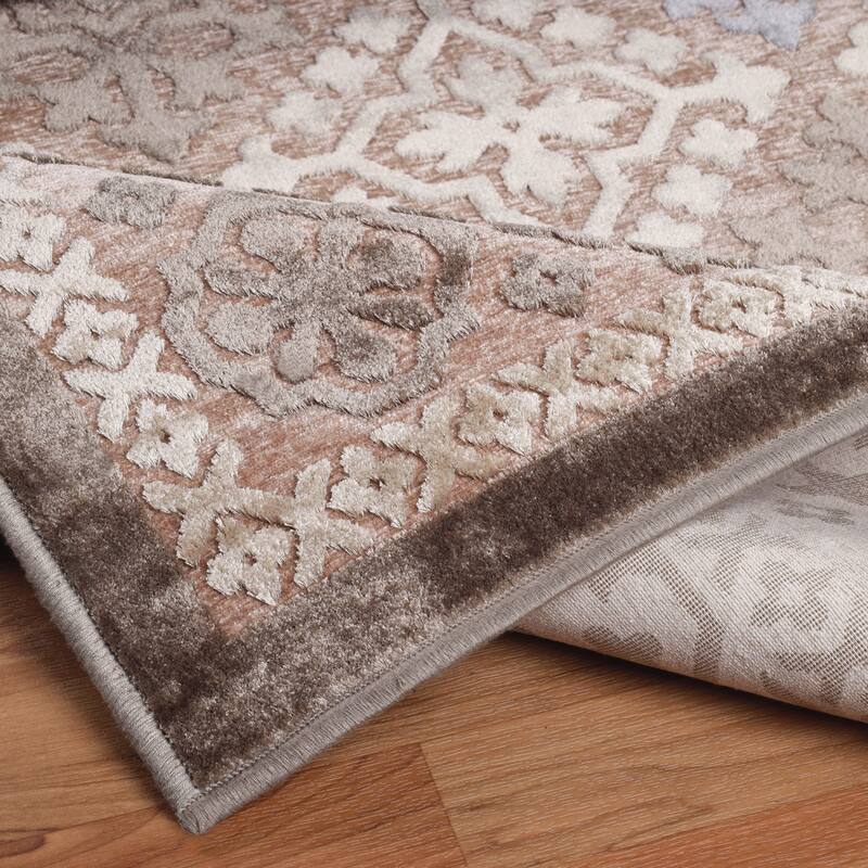 Superior Floral Medallion Sculpted High-Low Pile Polyester Area Rug
