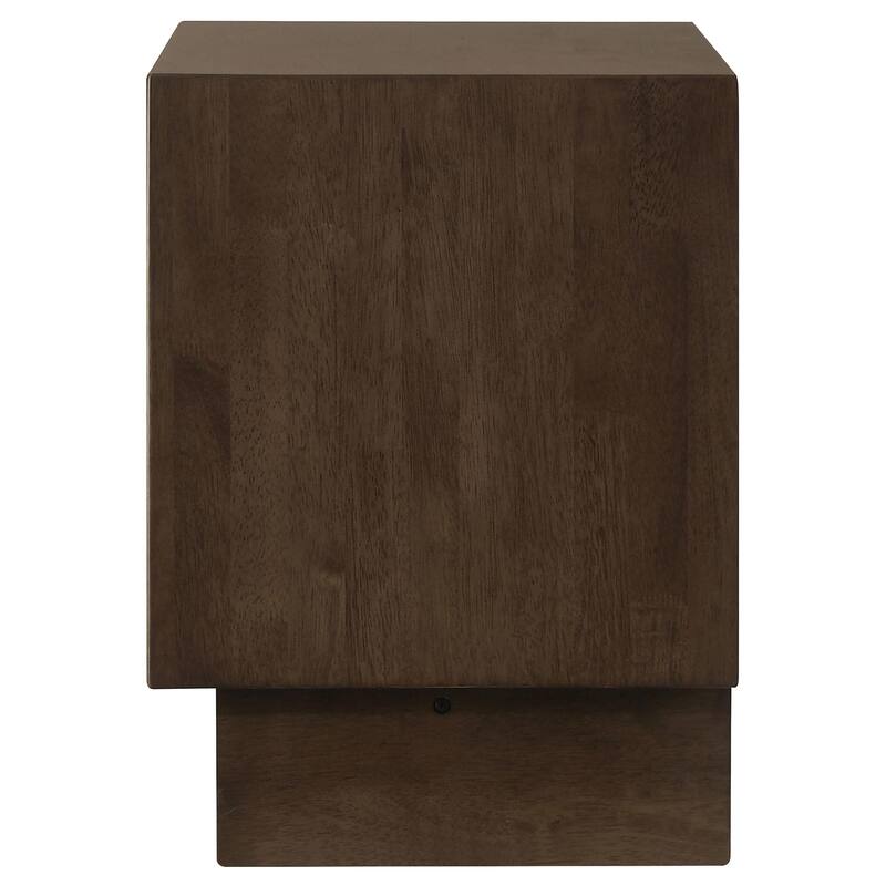 Genu Nightstand, 2 Drawers w Fingertip Handles, Warm Walnut Brown