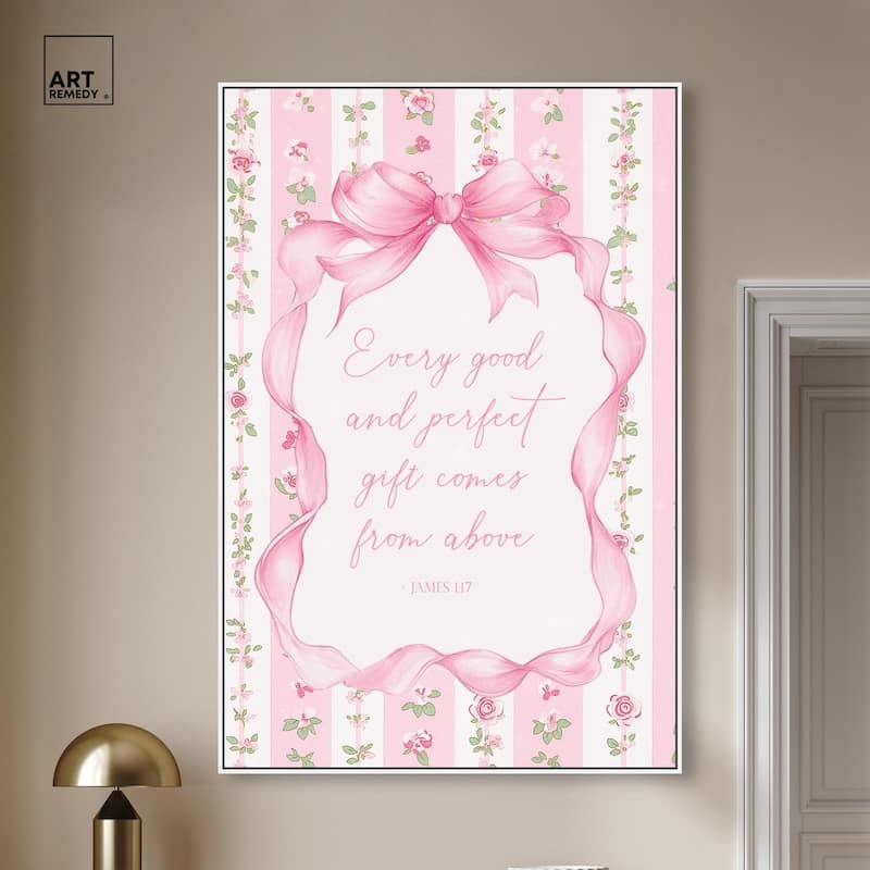 Good and Perfect Gift Bow Canvas by Art Remedy