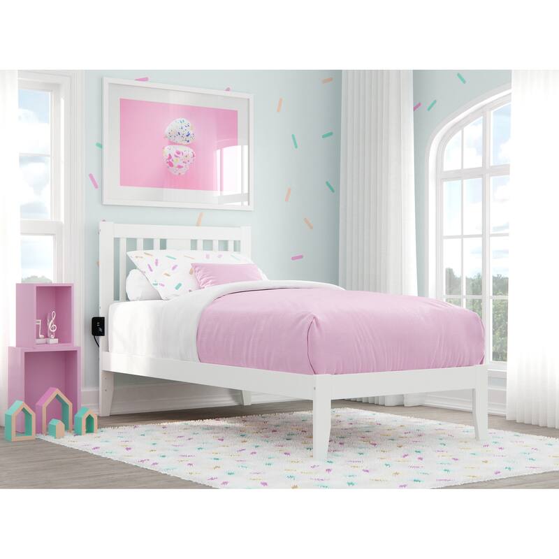 Tahoe Platform Bed with USB Charging Station - White - Twin