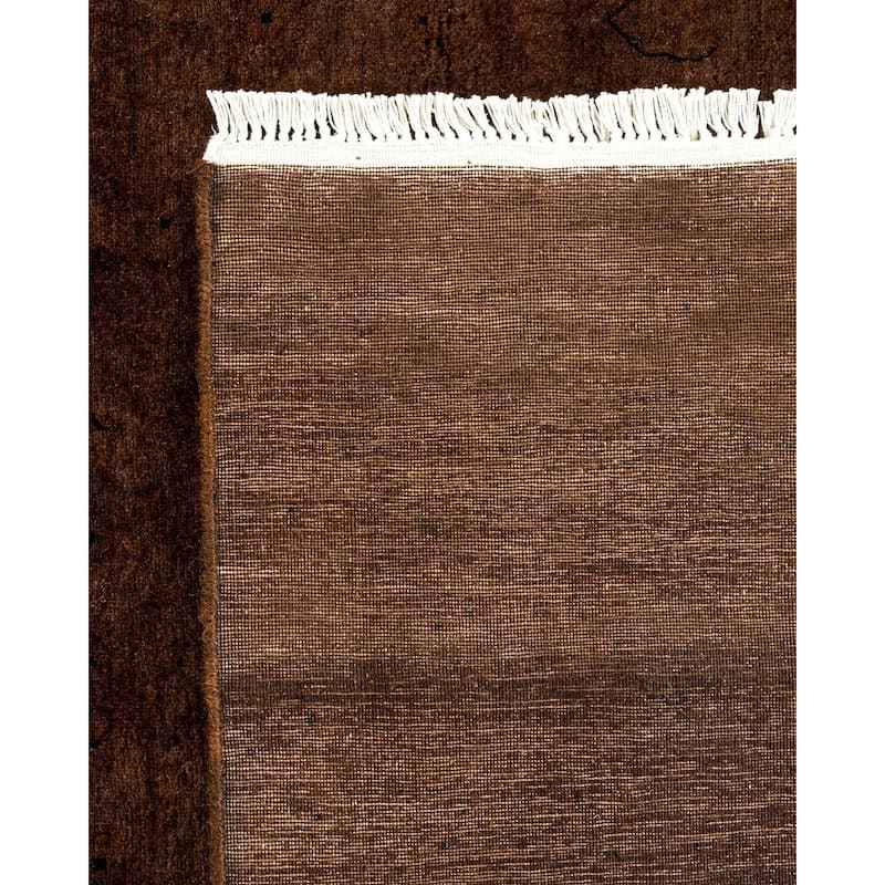 Overton Hand Knotted Wool Vintage Inspired Modern Contemporary Overdyed Brown Area Rug - 6' 0" x 9' 3"