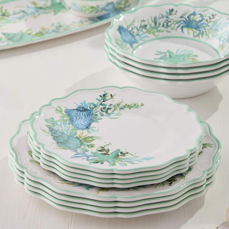 Certified International Sea Glass Melamine 9" Salad/Dessert Plates, Set of 4 - 9.00"L x 9.00"W x 0.50"H