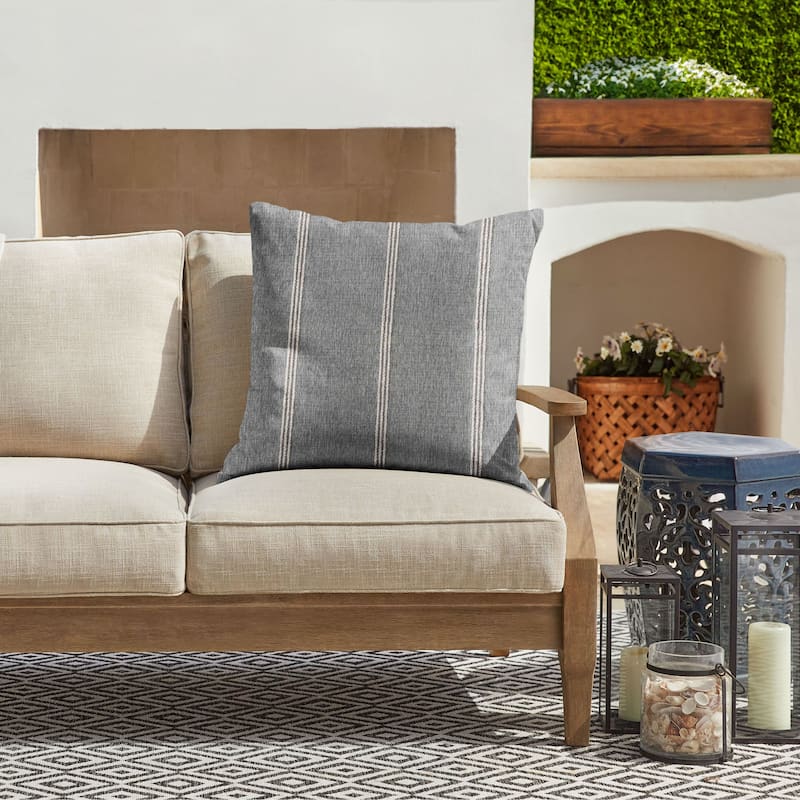Sorra Home Sunbrella Outdoor Knife Edge Pillow Single - 24 in H x 24 in W x 6 in D - Lengthen Stone