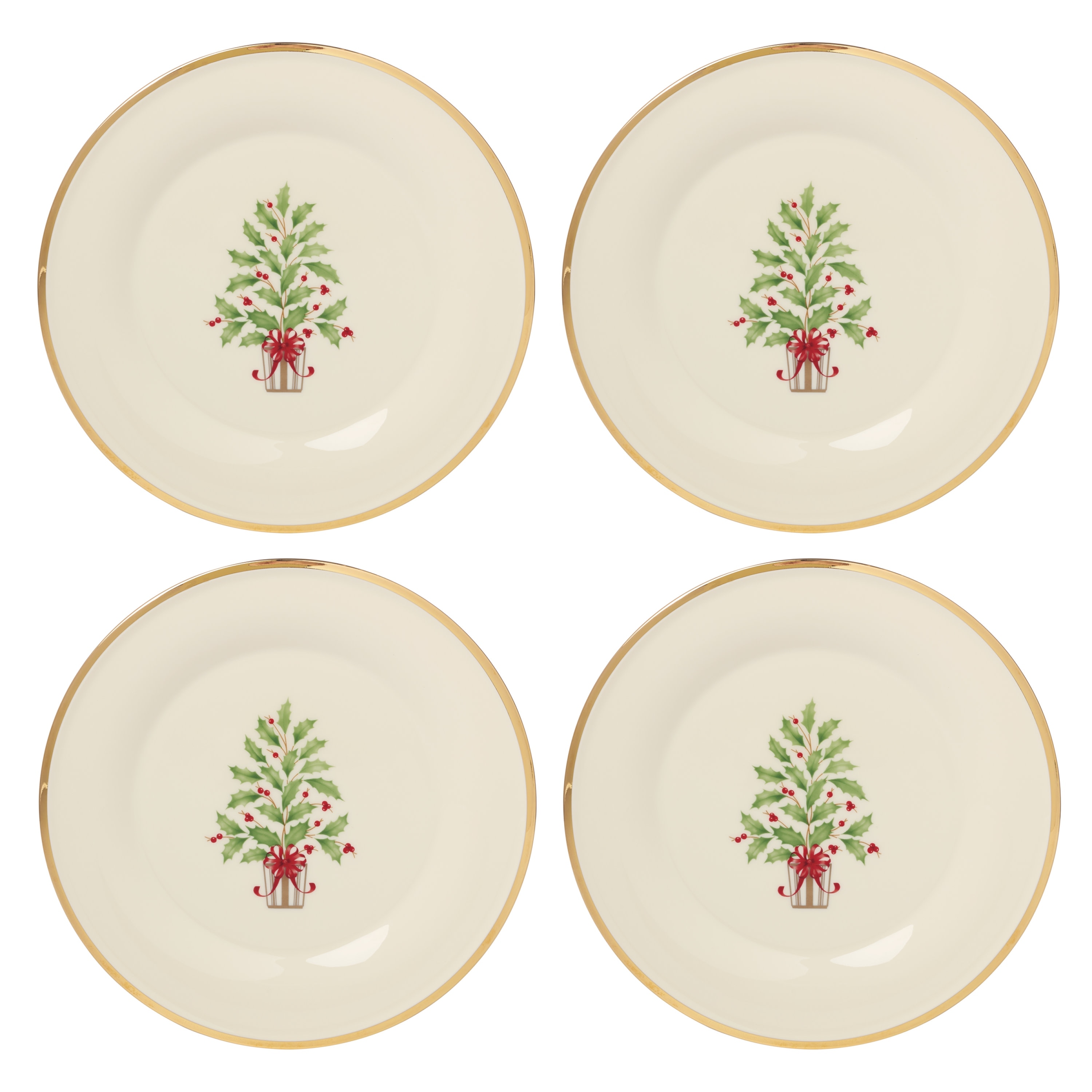 Lenox Holiday Tree Accent Plates, Set of 4