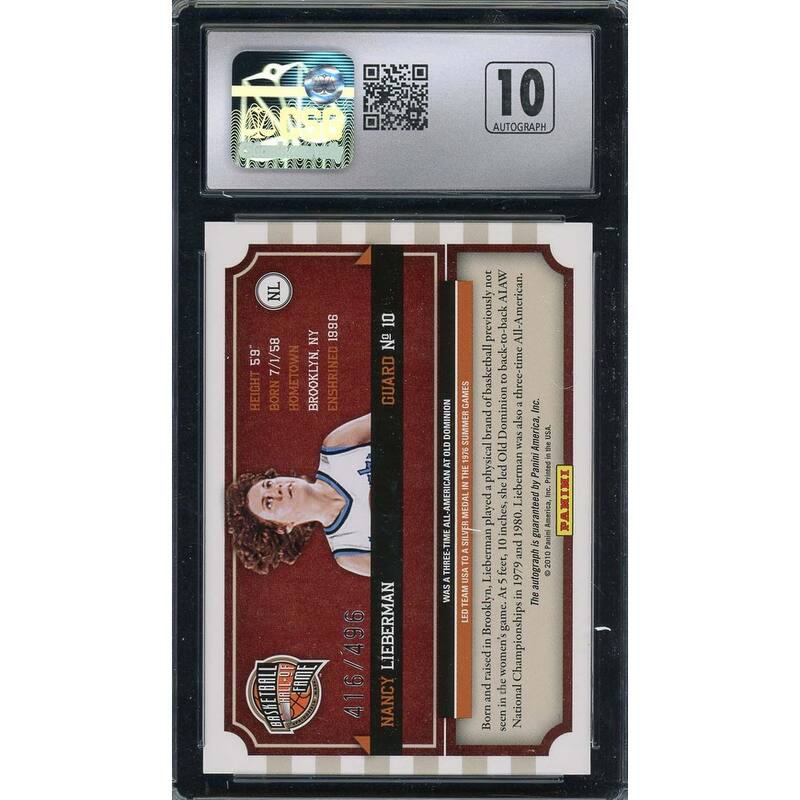 Nancy Lieberman Autographed 2010 Panini Hall of Famed Signatures Card CSG 10 - 8'6" x 11'6"