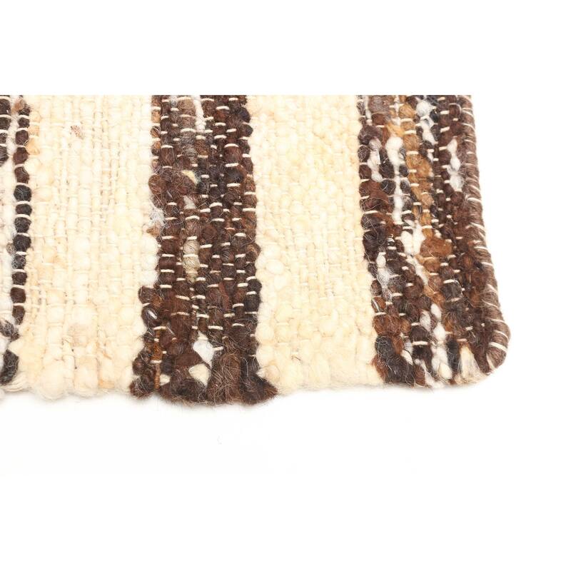 ECARPETGALLERY Braid weave Sienna Beige Wool Rug - 5'5 x 7'3