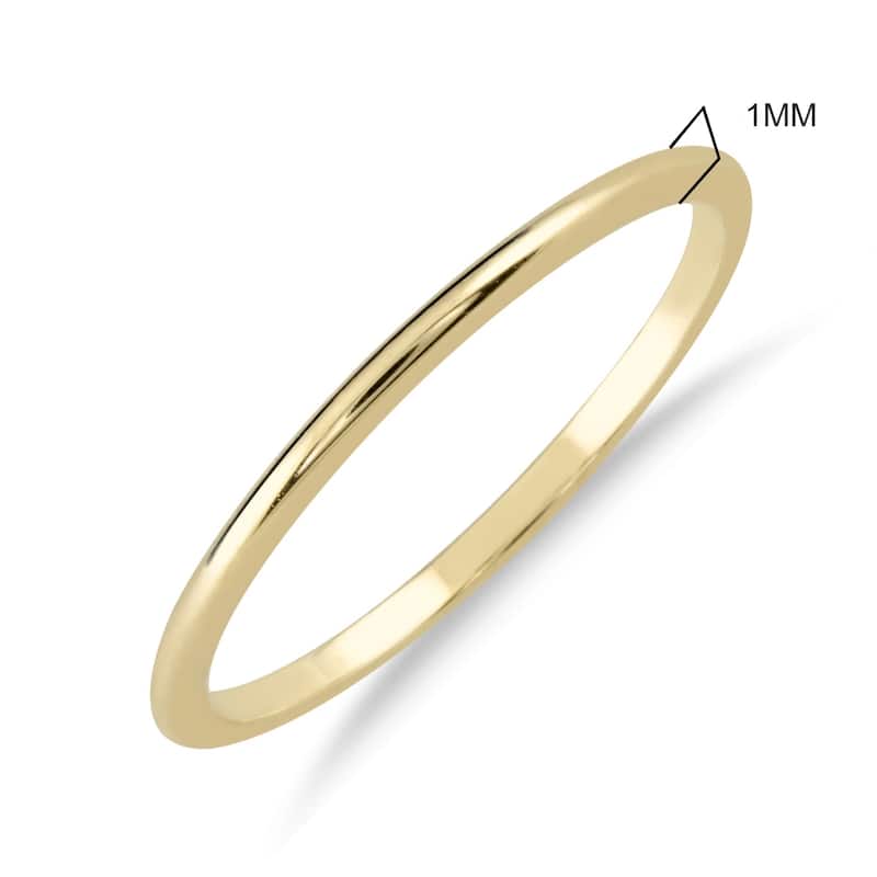 1mm Thin Domed 14k Yellow Gold Wedding Band