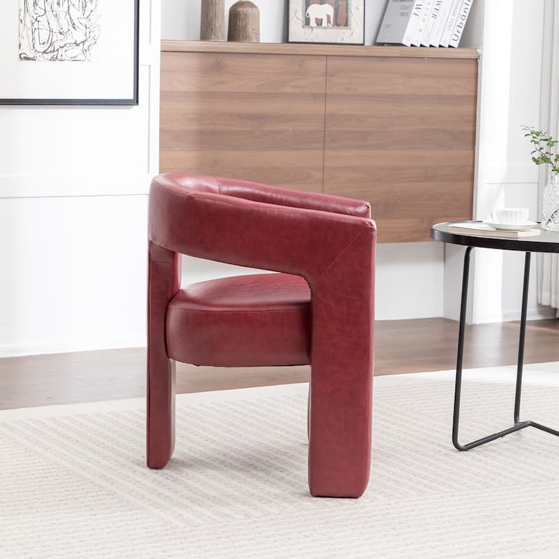 SEYNAR Modern Glam PU Leather Upholstered Dining Chair, Open-Back Accent Chair