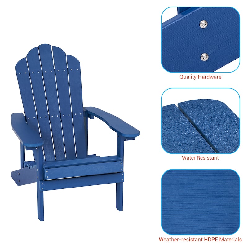 BONOSUKI Outdoor Adirondack Chair,HIPS Wooden-Like Finish Single Chair