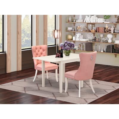 East West Furniture Kitchen Set Contains a Rectangle Dining Table and Upholstered Chairs, Linen White (Pieces Options)