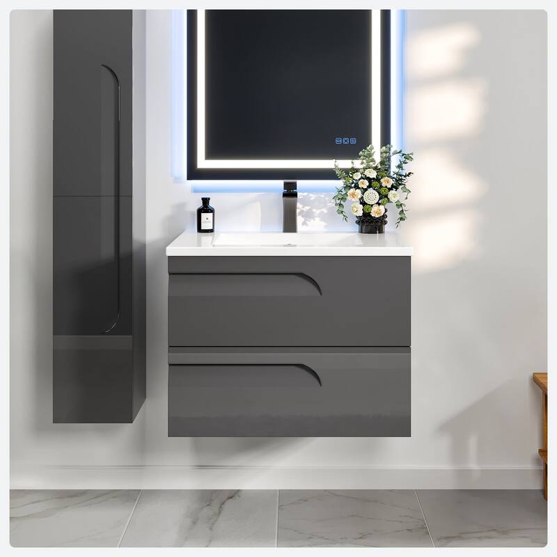 Eviva Joy 24" Wall Mount Bathroom Vanity with Porcelain Top
