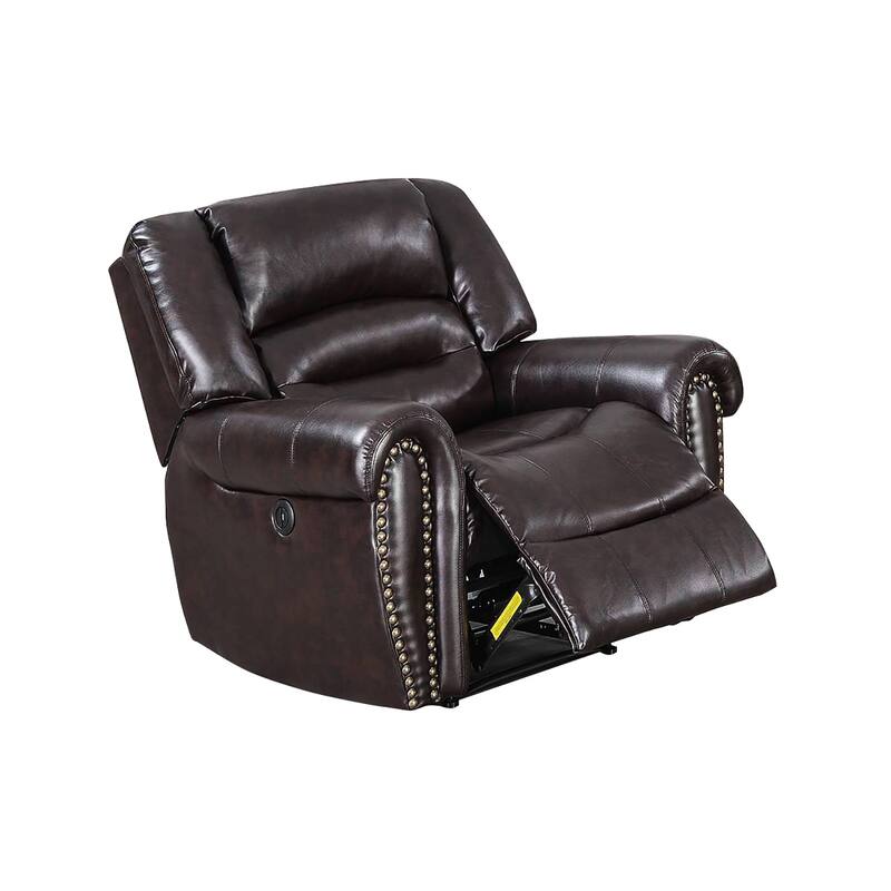 Power Recliner Chair with USB Charger - Brown
