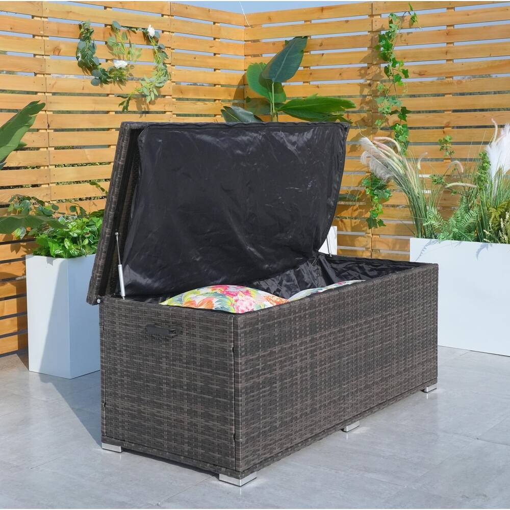 64 / 131 Gallon Outdoor Rattan Storage Deck Box with Metal Frame