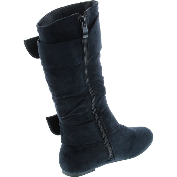 UBELLA Girls Faux Suede Side Zipper Low Heel Ankle Boots Casual Dress Shoes