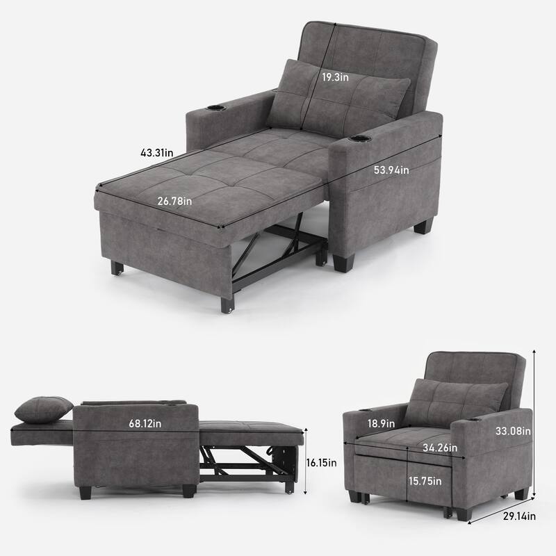Pull Out Recliner Chair Bed Convertible 3 in 1