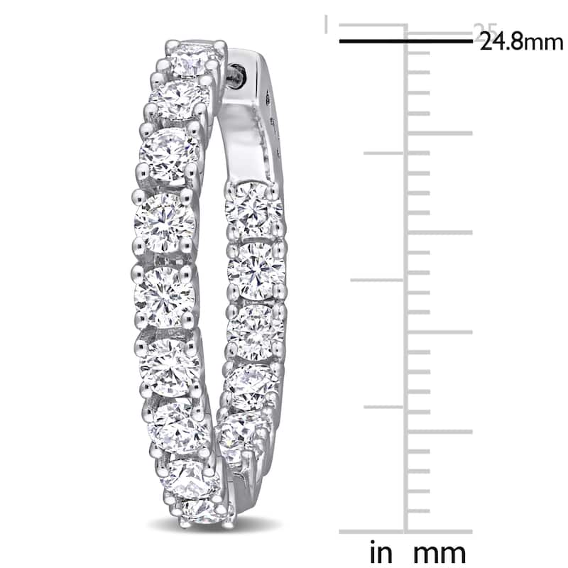Miadora 3ct DEW Moissanite Inside Outside Hoop Earrings in Sterling Silver - 24.8 mm x 3.3 mm x 26.7 mm