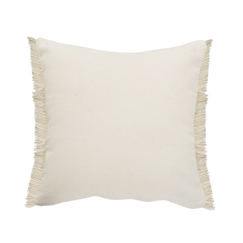 20" Tan and Blue Striped Square Throw Pillow with Jute Braiding