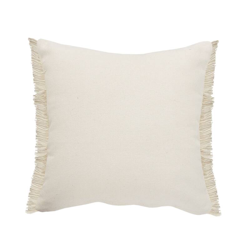 24" Tan and Blue Striped Square Throw Pillow with Jute Braiding