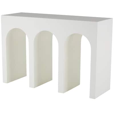 Wooden Art Deco Arched Cutout Console Table - White - Roche River Decor - 16"Wx47"Lx32"H