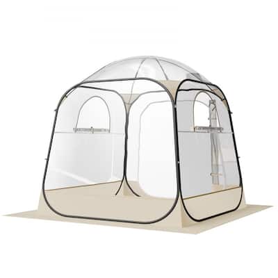 Beige-Transparent-Black Pop-Up Sport Bubble Tent 4-Side Outdoor Shelter - 72.05 × 72.05 × 76.77 in