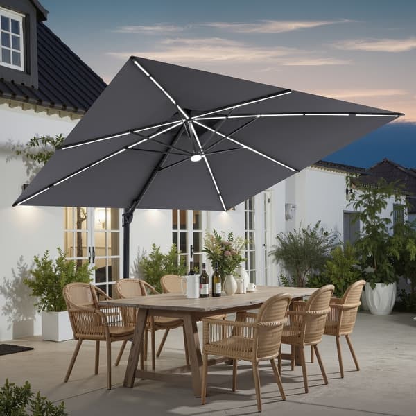 best qualities in an offset patio umbrella 10ft Heavy Duty Patio Hanging Offset Cantilever Patio Umbrella with Crank &  Cross Base