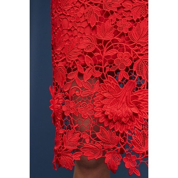 anthropologie red lace dress